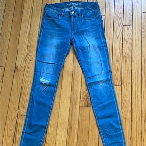 Light wash distressed denim